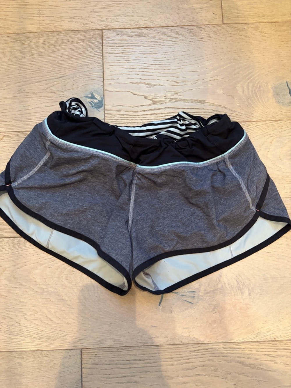 Gray Athletic Running Shorts with Black Trim